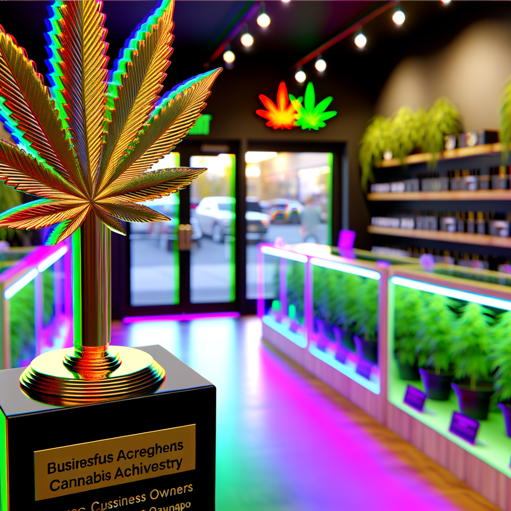 cannabis trophy given to cannabis business owners inside cannabis store