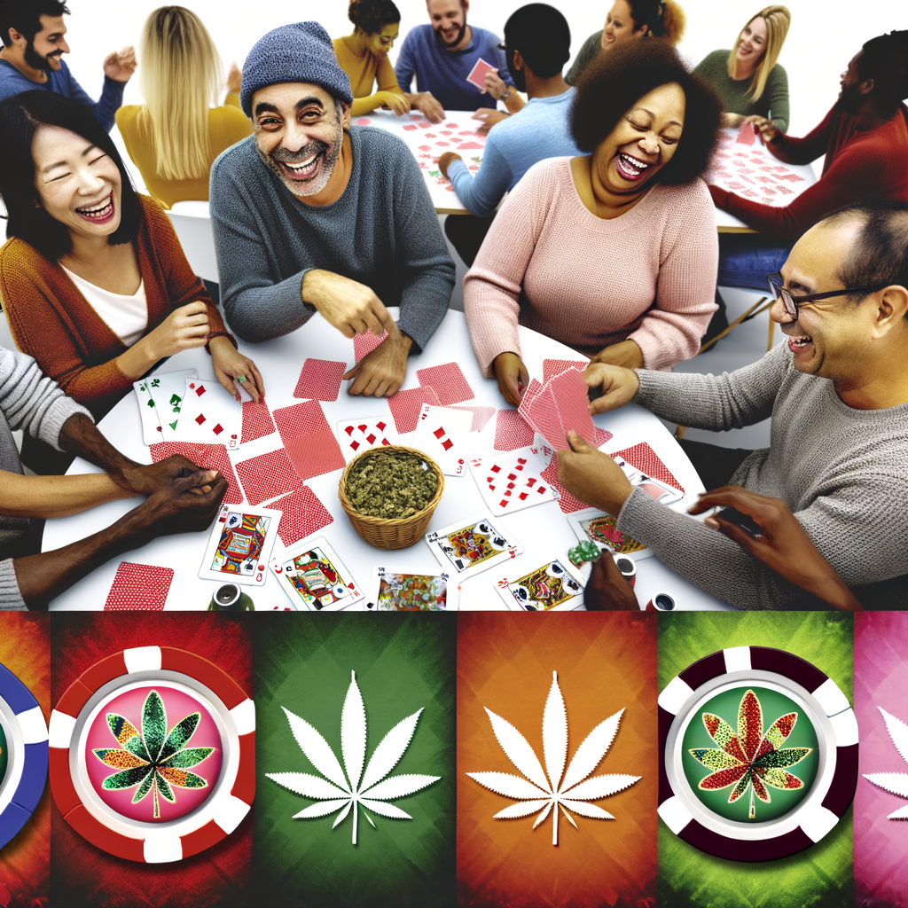 Cannabis playing cards and bingo games with people having a good time